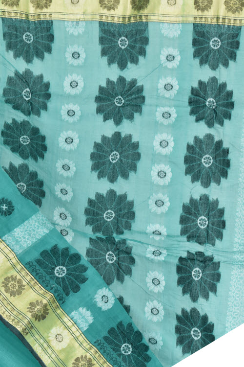 Sea Green Handwoven Tant Cotton Saree 17365