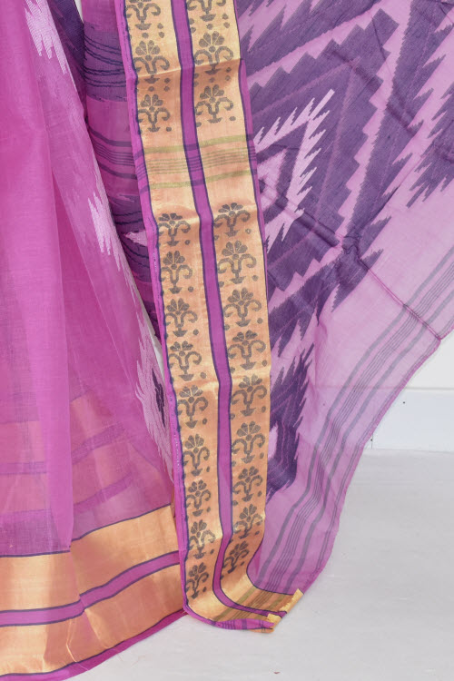 Pink Handwoven Tant Cotton Saree 17367