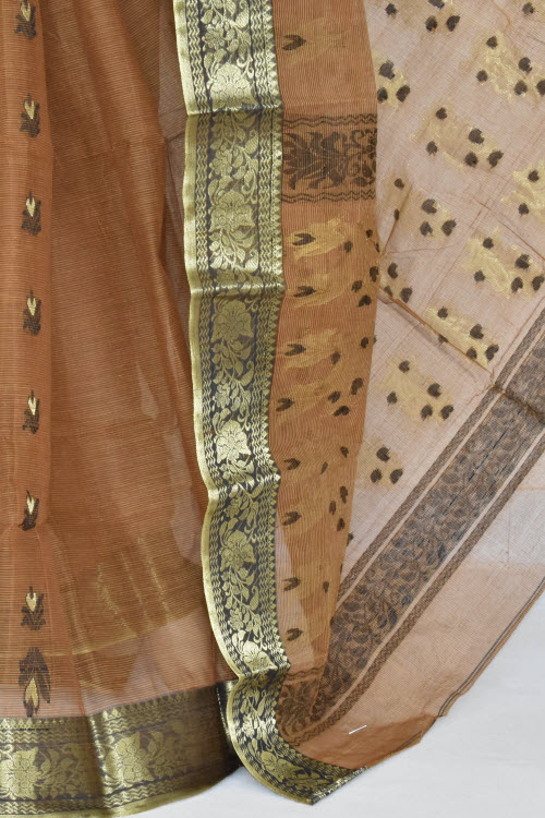 Brown Handwoven Tant Cotton Saree 17373