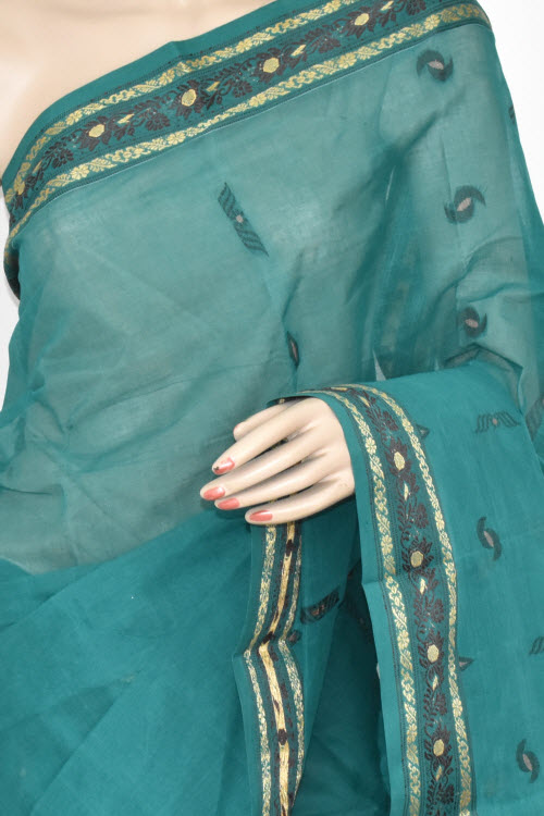 Sea Green Handwoven Tant Cotton Saree 17375