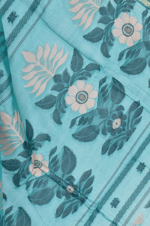 Sea Green Handwoven Tant Cotton Saree 17375