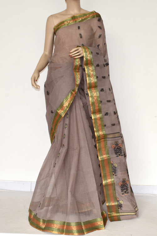 Light Chocolate Handwoven Tant Cotton Saree