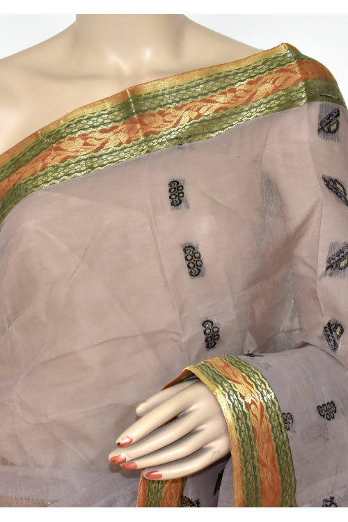 Light Chocolate Handwoven Tant Cotton Saree