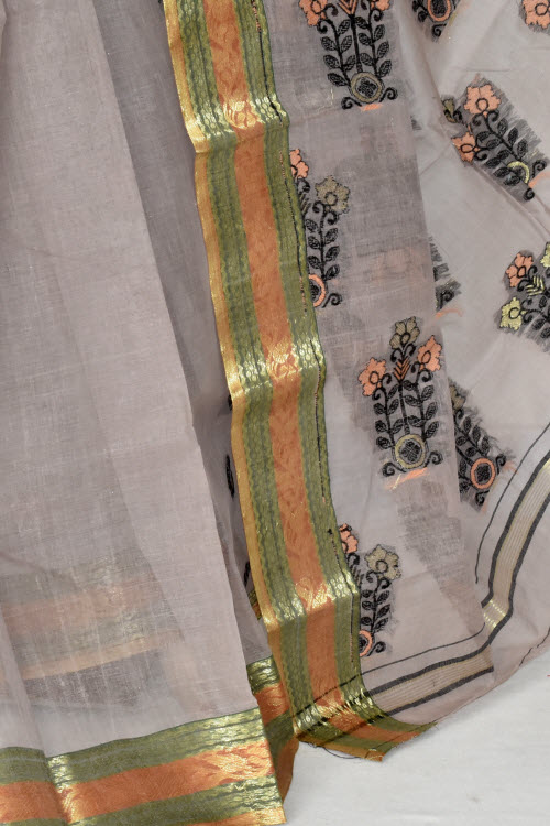 Light Chocolate Handwoven Tant Cotton Saree