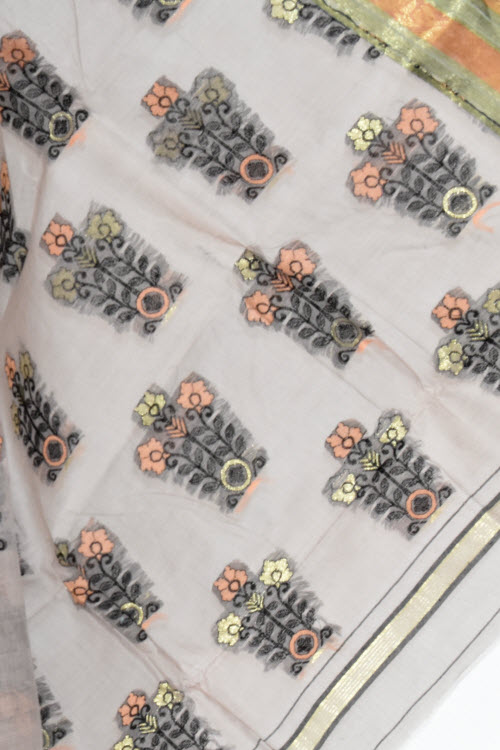 Light Chocolate Handwoven Tant Cotton Saree