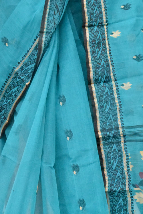 Sea Green Handwoven Tant Cotton Saree 17423
