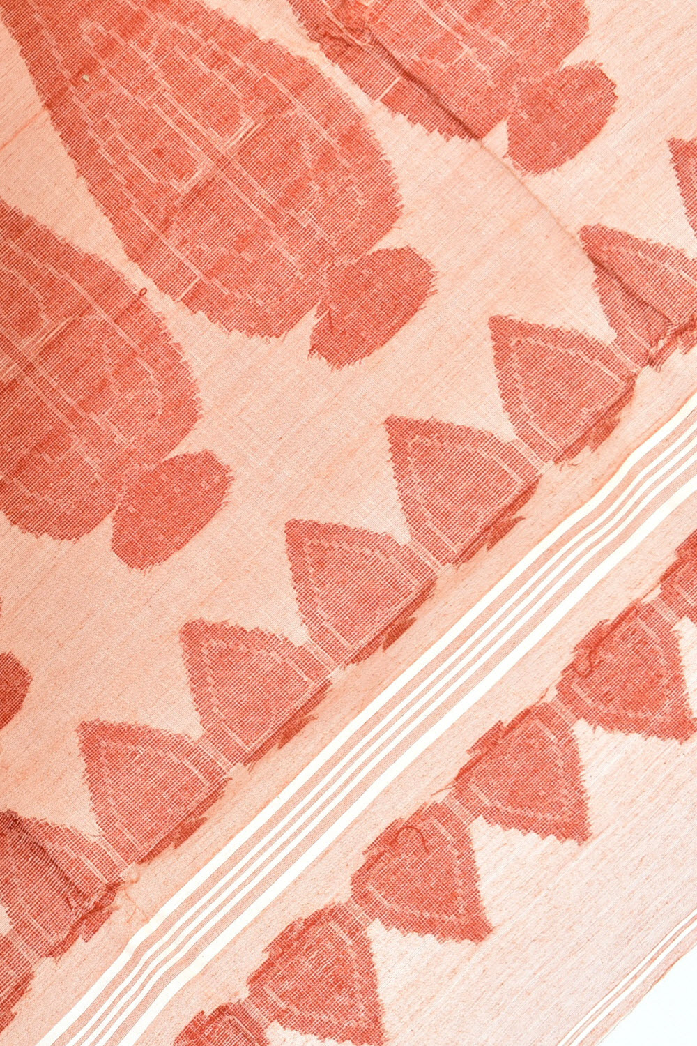 Off White-Rust Handwoven Tant Cotton Saree 17430