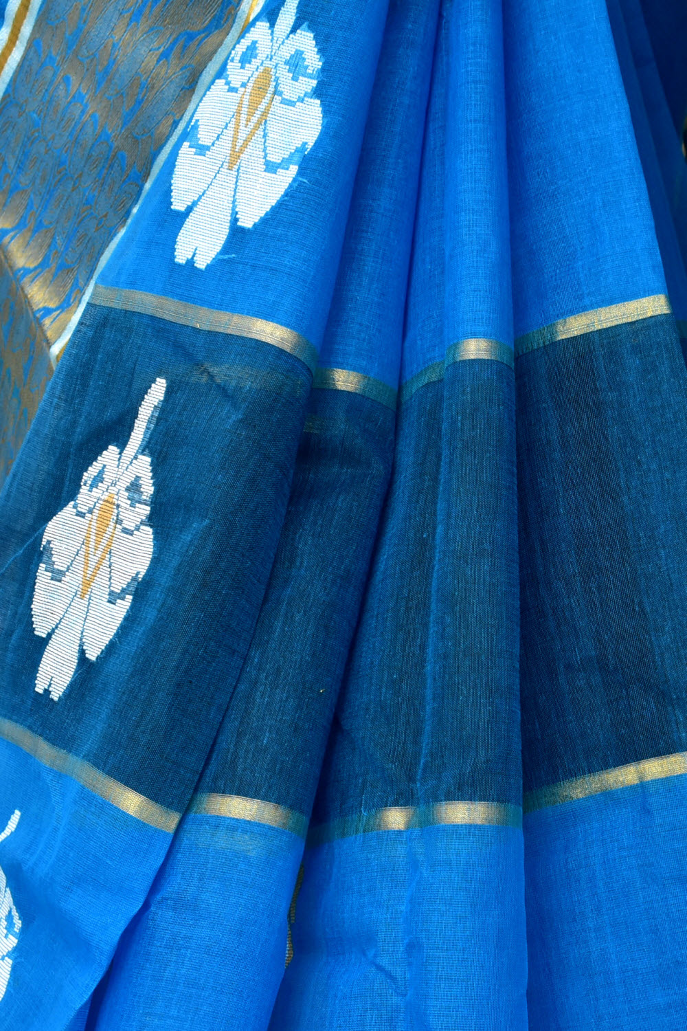 Pherozi-Blue Handloom Tant Cotton Saree 17485