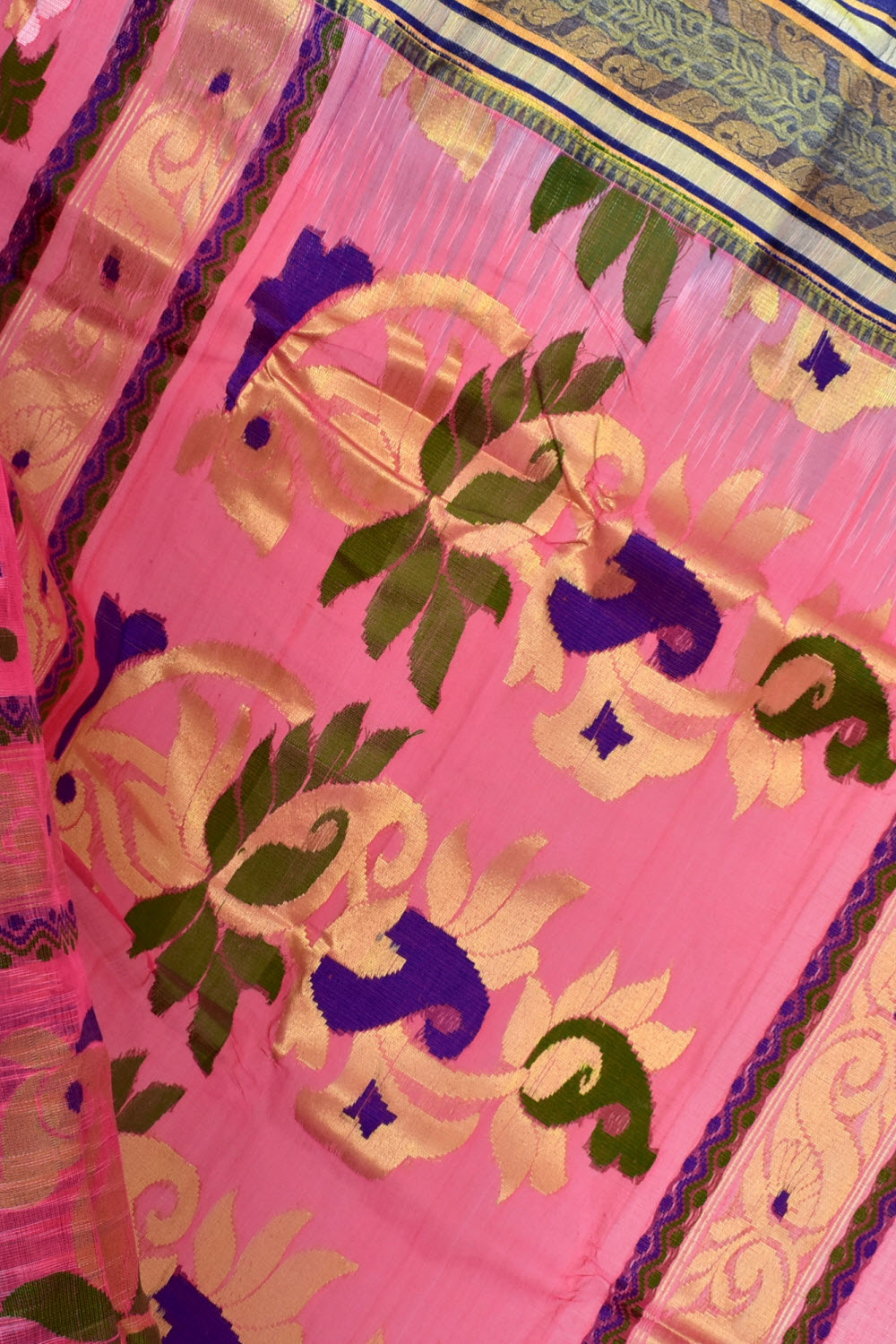 Carrot Red Handloom Tant Cotton Saree 17486