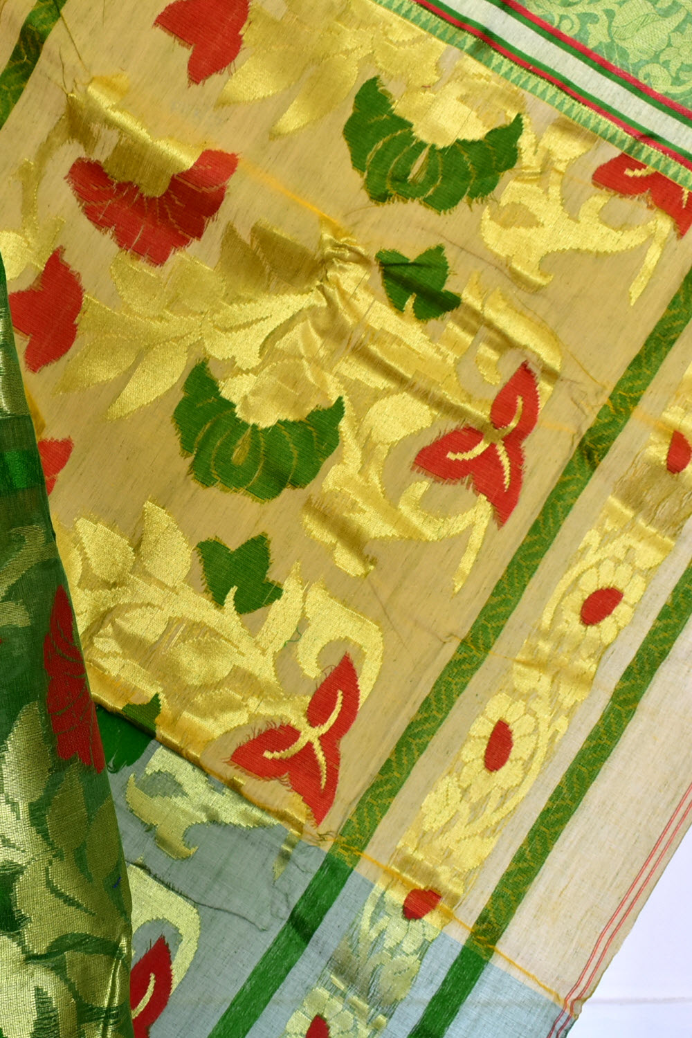 Yellow-Green Handloom Tant Cotton Saree