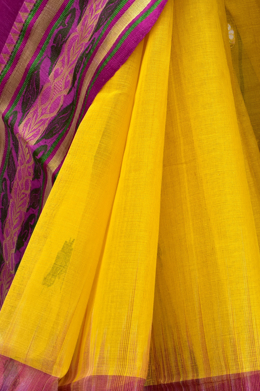 Purple-Yellow Handloom Tant Cotton Saree