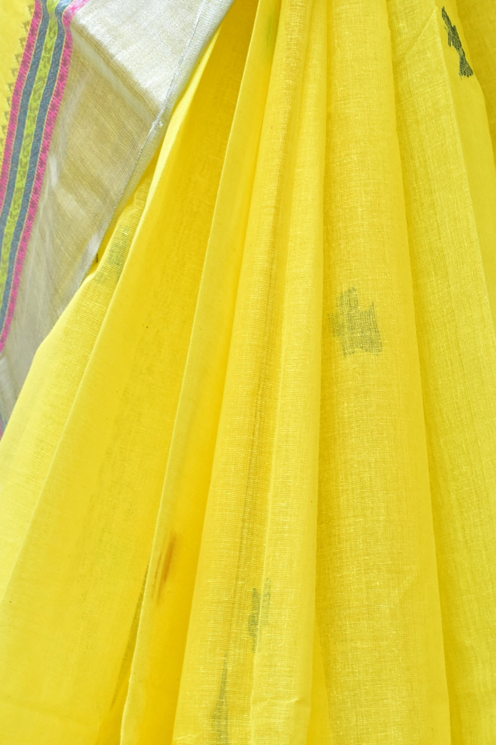 Yellow Handloom Tant Cotton Jamdani Saree with Blouse