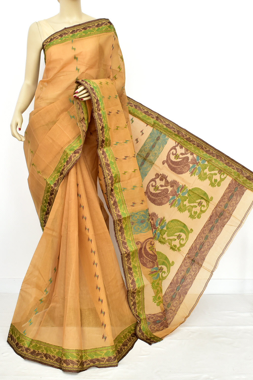 Fawn Handloom Tant Cotton Saree