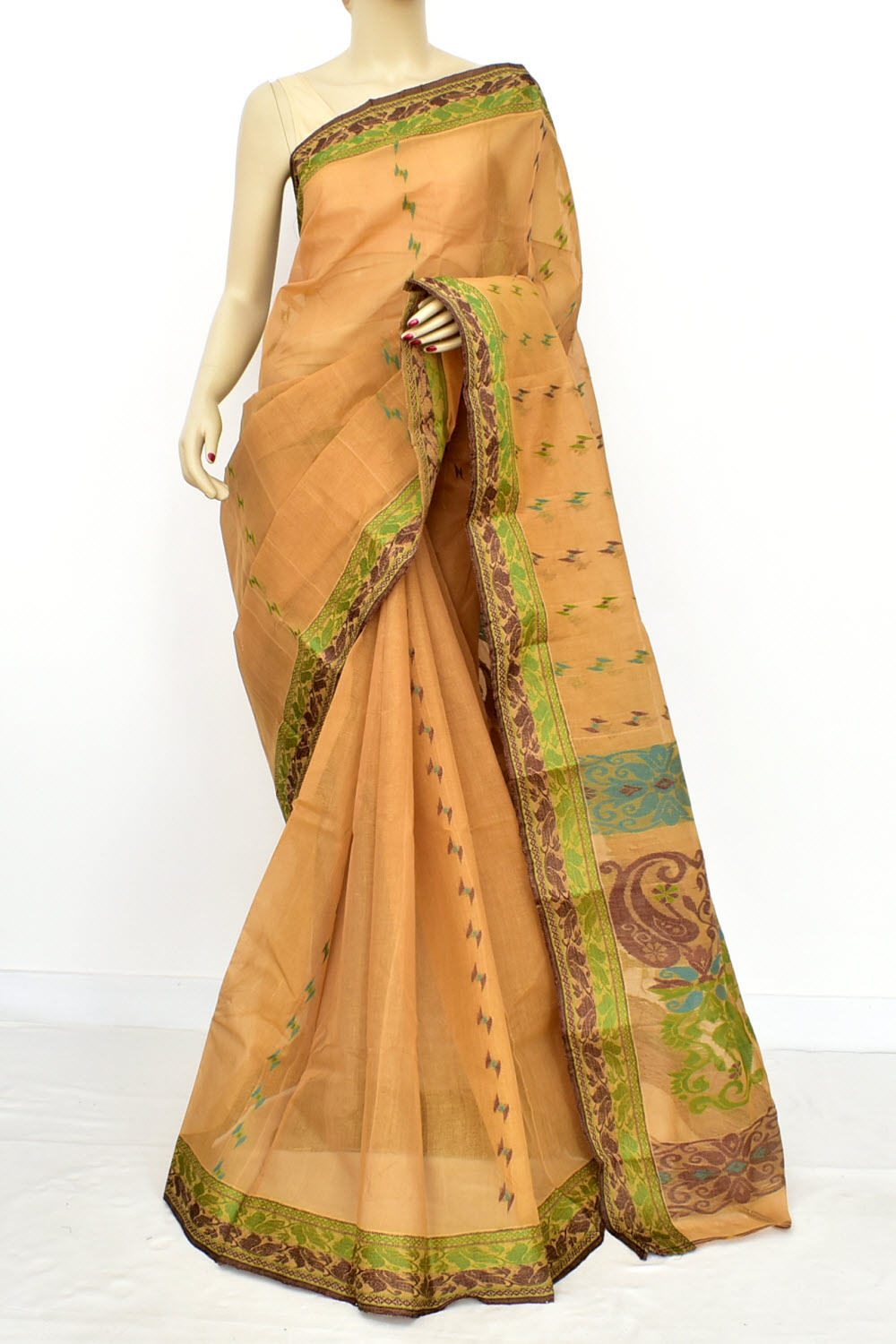 Fawn Handloom Tant Cotton Saree