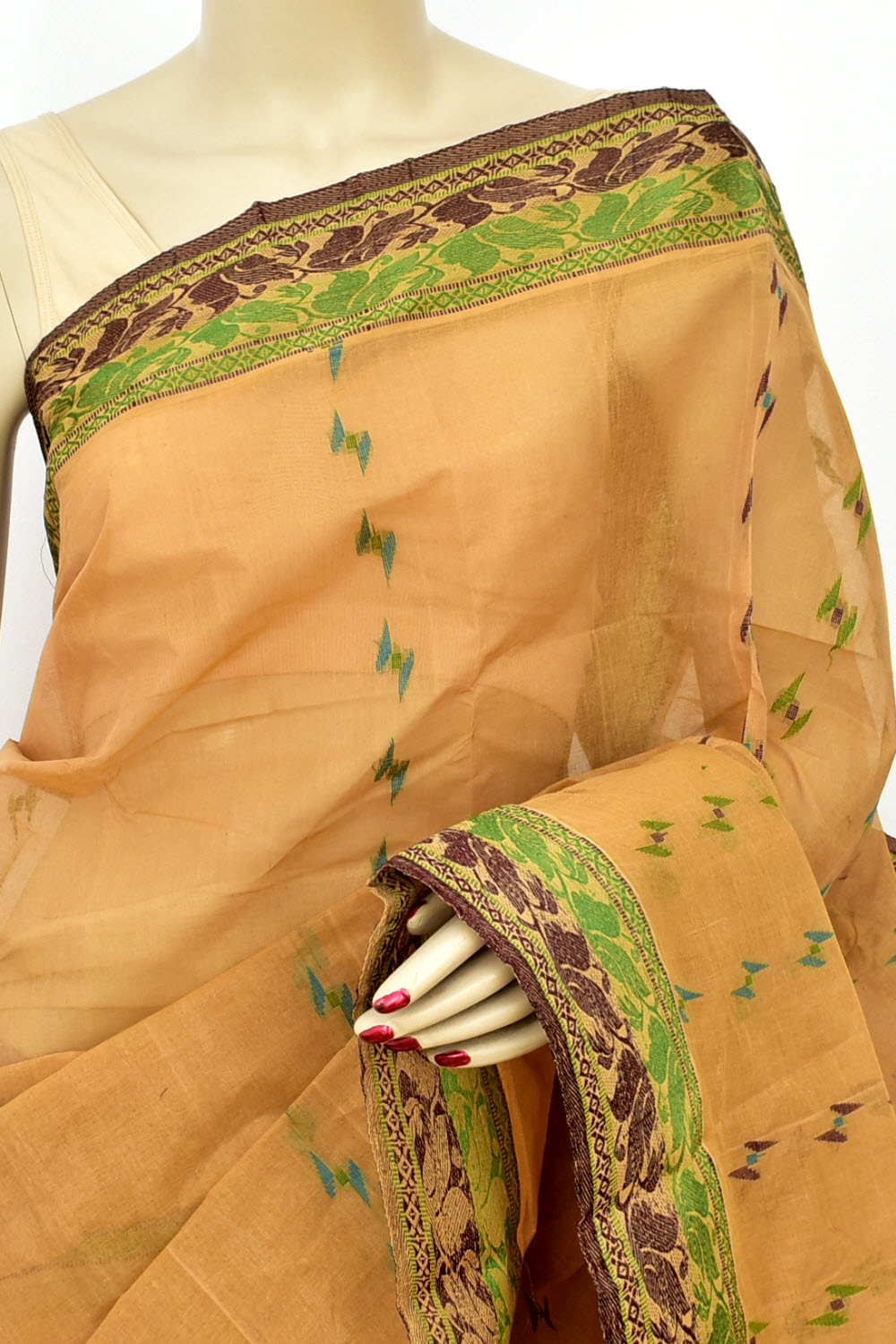 Fawn Handloom Tant Cotton Saree