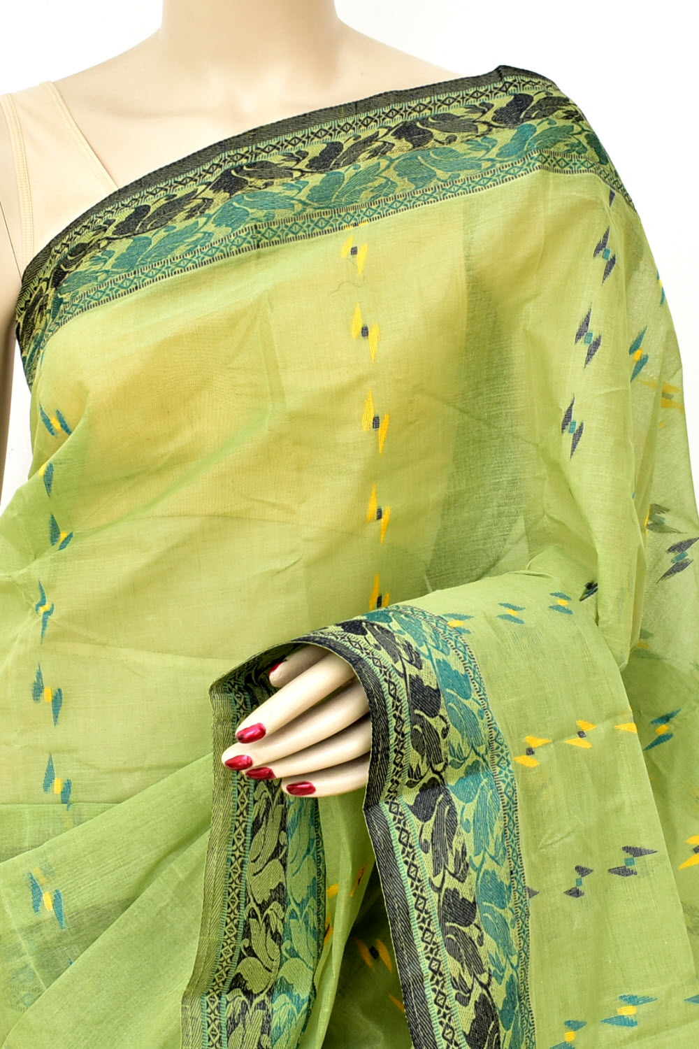 Pista Green Handloom Tant Cotton Saree
