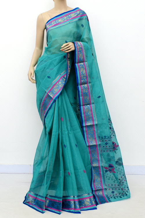 Sea Green Handloom Tant Cotton Saree