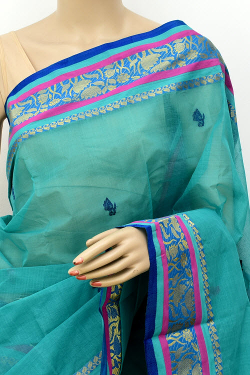 Sea Green Handloom Tant Cotton Saree