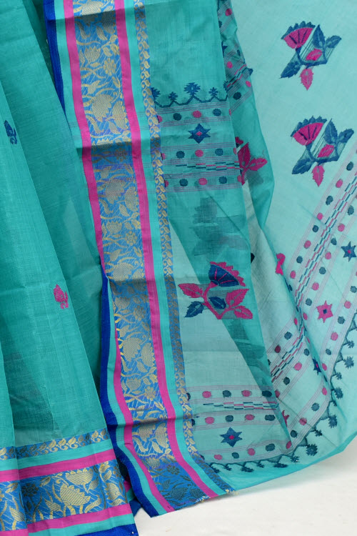 Sea Green Handloom Tant Cotton Saree