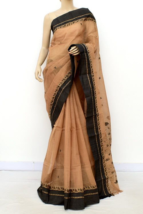 Fawn-Coffee Handloom Tant Cotton Saree