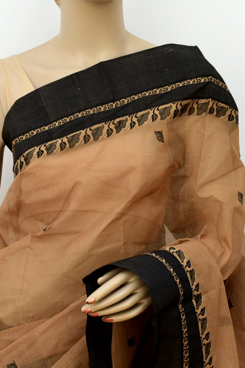 Fawn-Coffee Handloom Tant Cotton Saree