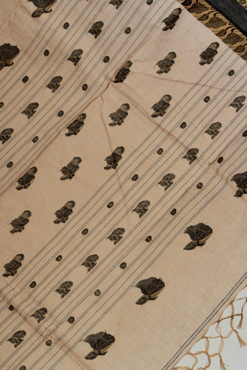 Fawn-Coffee Handloom Tant Cotton Saree