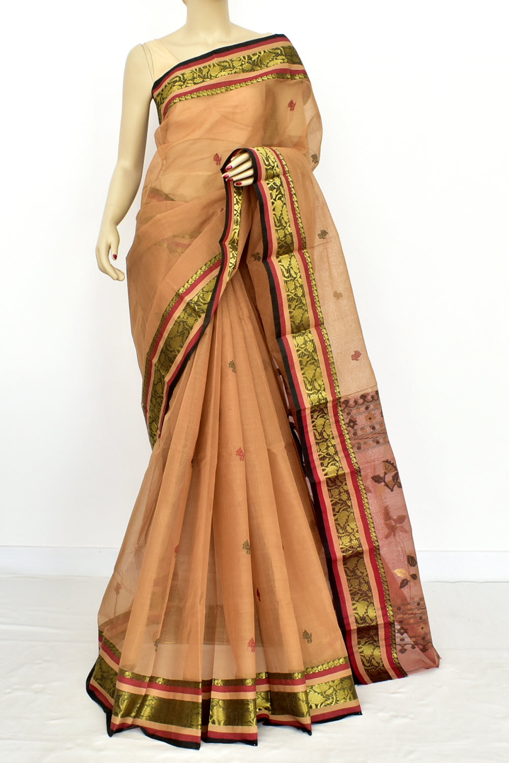Fawn Handloom Tant Cotton Saree