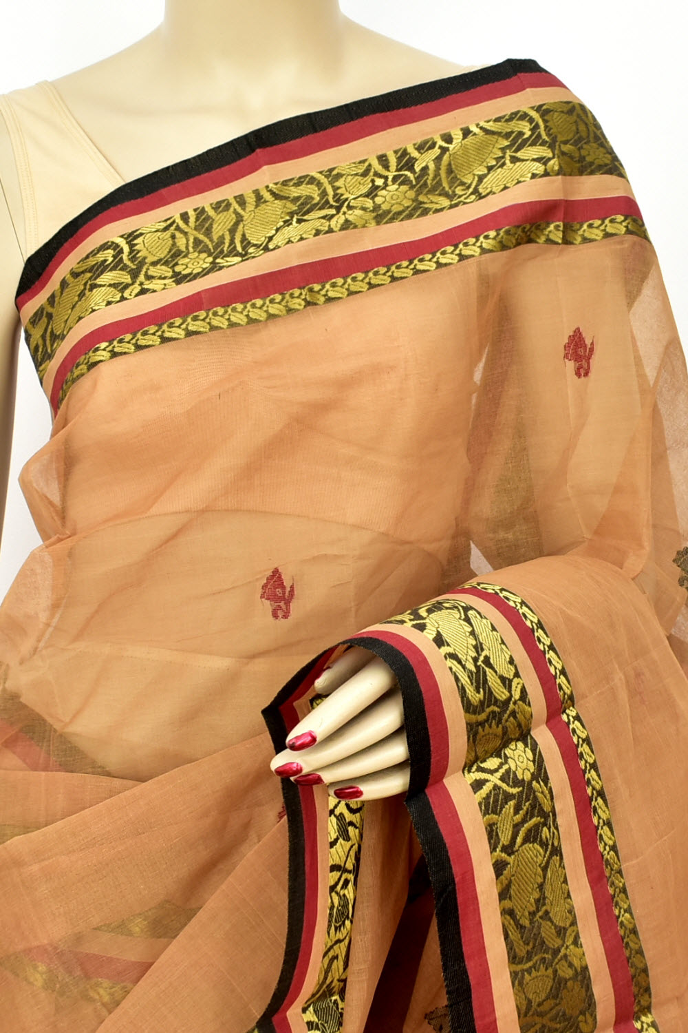Fawn Handloom Tant Cotton Saree
