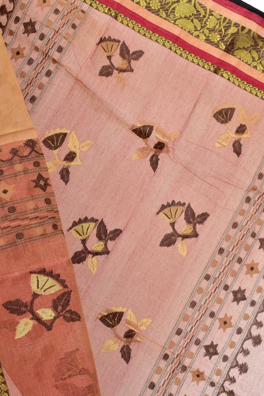 Fawn Handloom Tant Cotton Saree