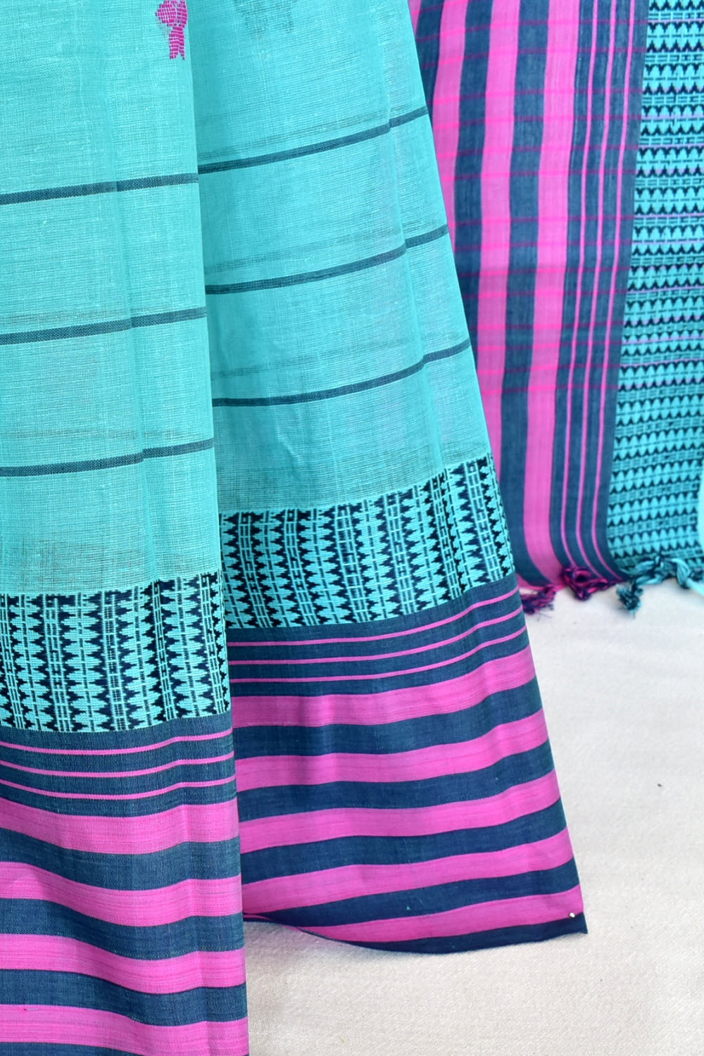 Sea Green Handloom Tant Cotton Saree with Blouse 17592