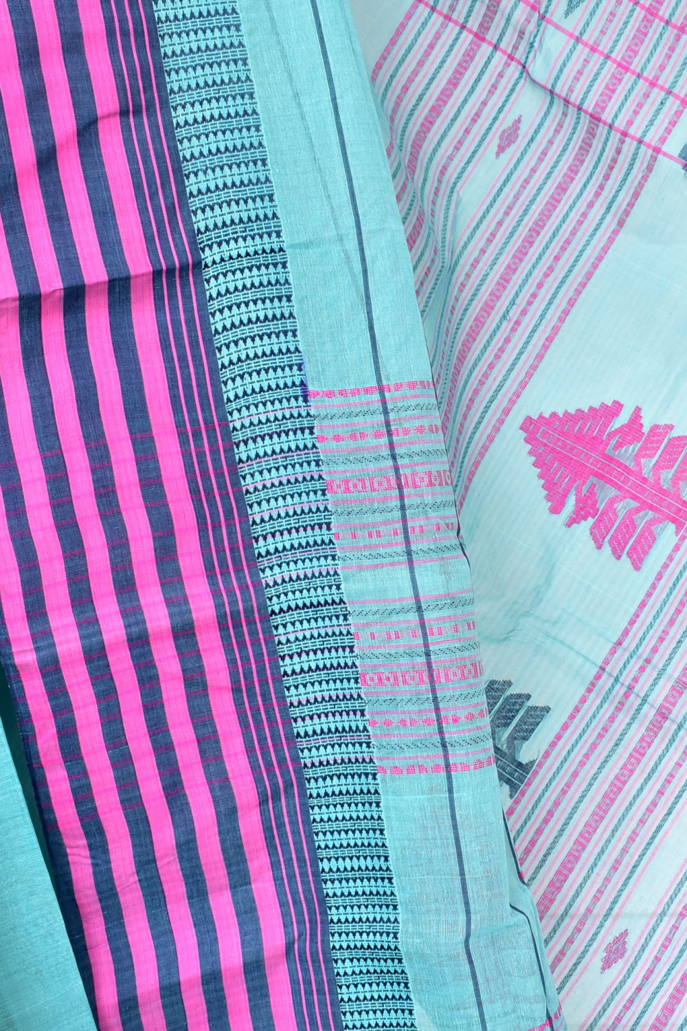 Sea Green Handloom Tant Cotton Saree with Blouse 17592