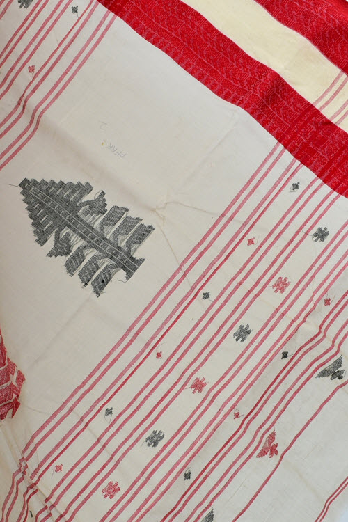 Beige Handloom Tant Cotton Saree Ganga Yamuna Border