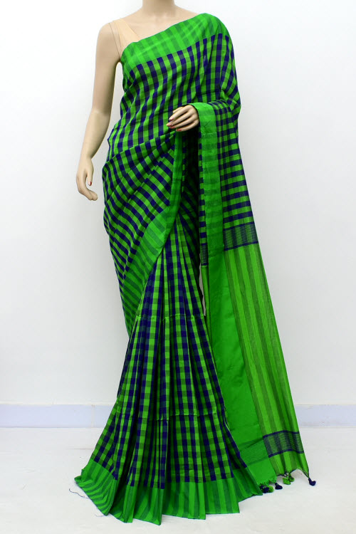 Green-Blue Handloom Soft Cotton Tant Saree