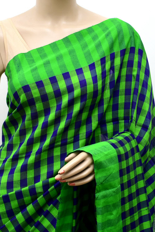 Green-Blue Handloom Soft Cotton Tant Saree