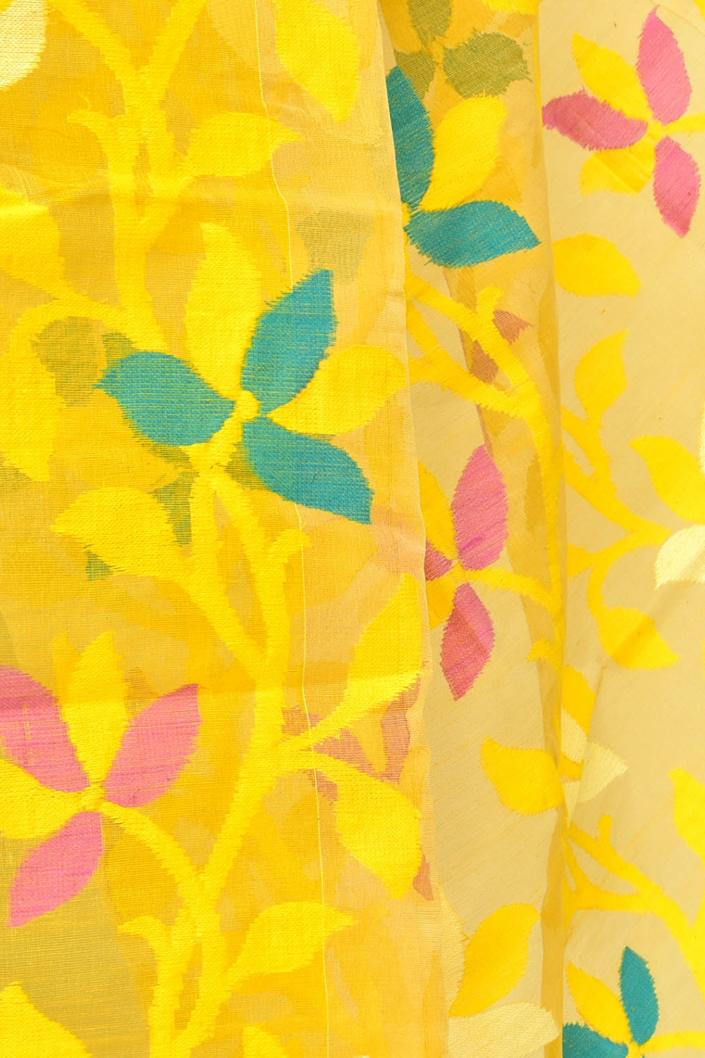 Butter Yellow Handloom Dhakai Jamdani Tant Cotton Saree