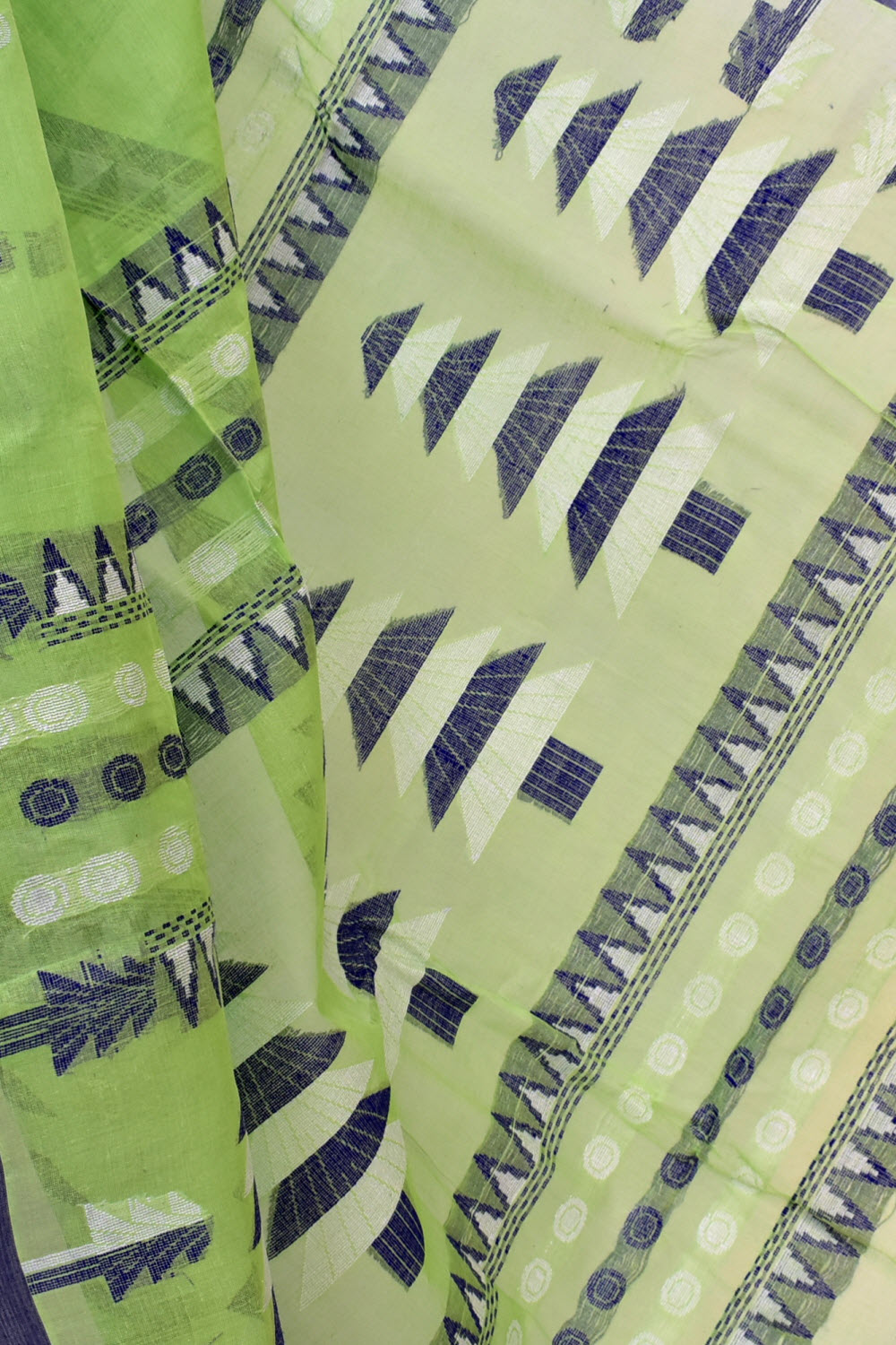 Green-Blue Handloom Tant Cotton Saree without Blouse 17776