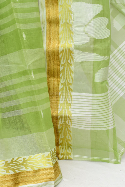 Pista Green Handloom Tant Cotton Saree 17823
