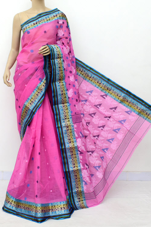 Pink Handloom Tant Cotton Saree