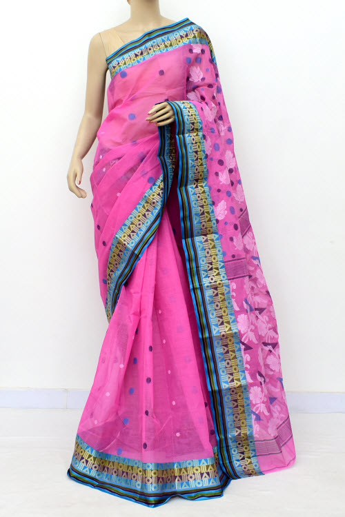 Pink Handloom Tant Cotton Saree