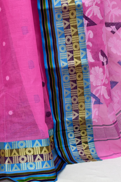 Pink Handloom Tant Cotton Saree