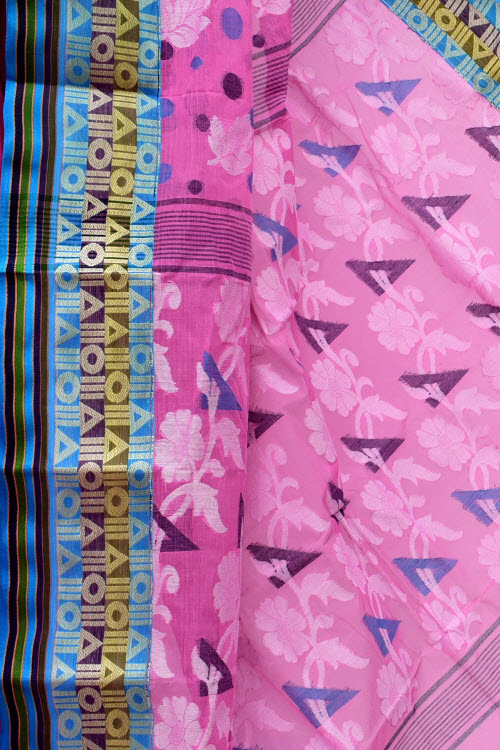 Pink Handloom Tant Cotton Saree