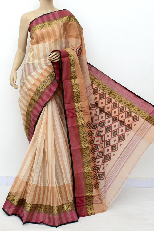Fawn Handloom Tant Cotton Saree