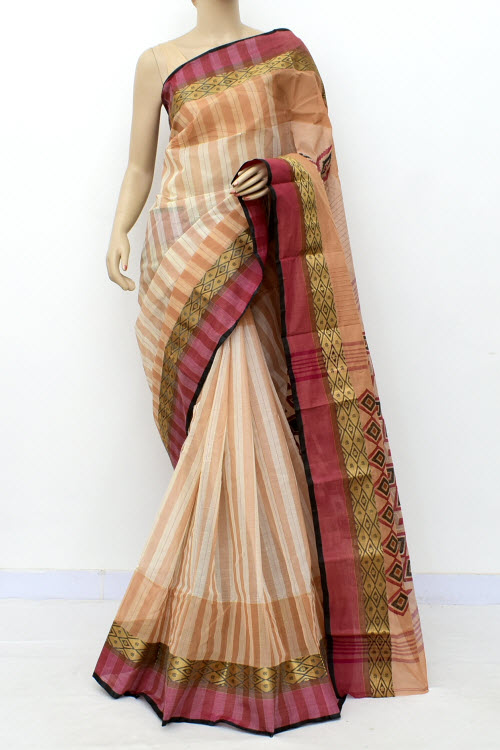 Fawn Handloom Tant Cotton Saree