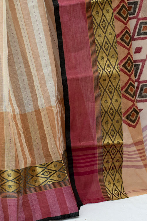 Fawn Handloom Tant Cotton Saree