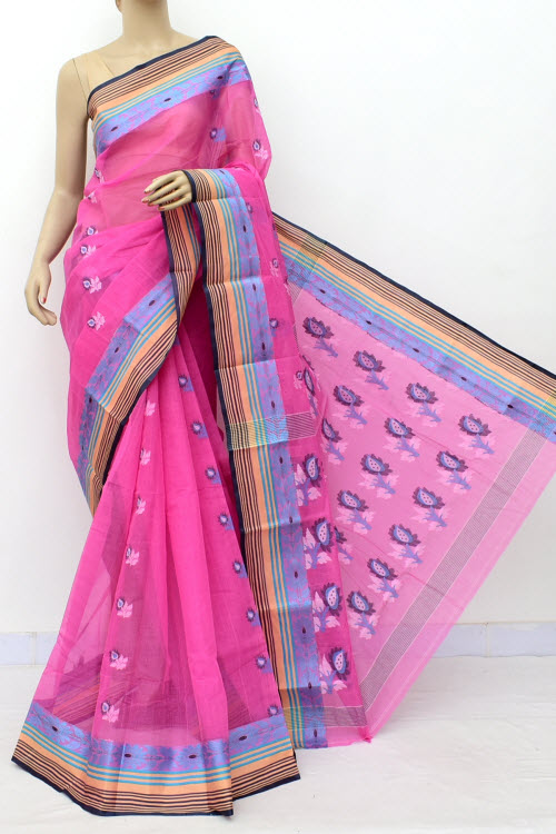 Pink Handloom Tant Cotton Saree