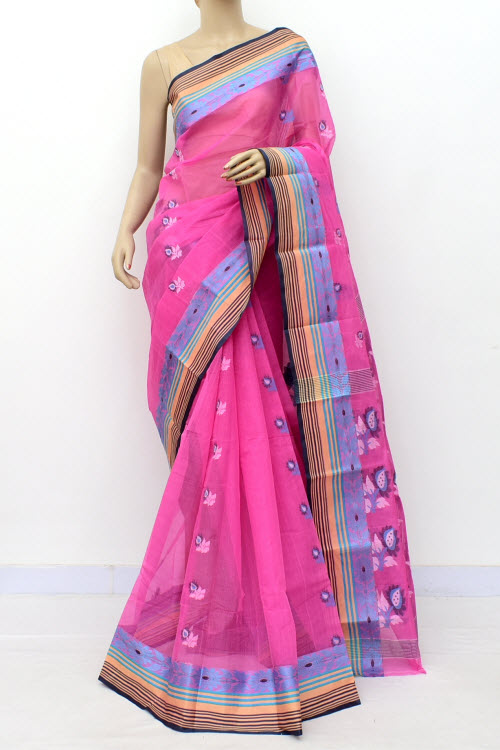 Pink Handloom Tant Cotton Saree