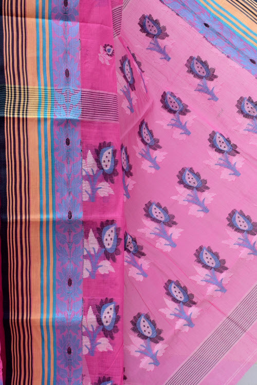 Pink Handloom Tant Cotton Saree