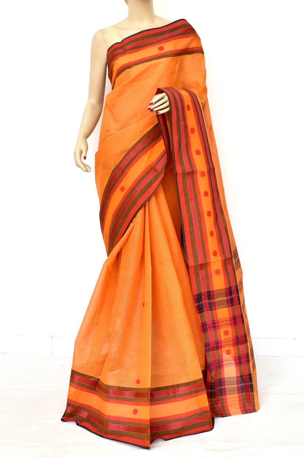 Orange Handloom Tant Cotton Saree
