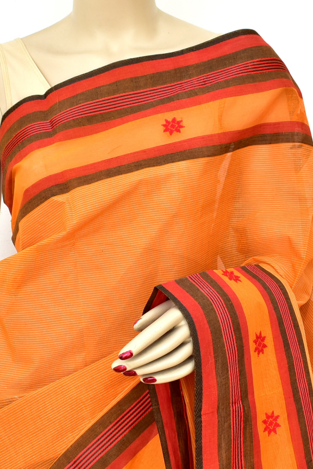 Orange Handloom Tant Cotton Saree