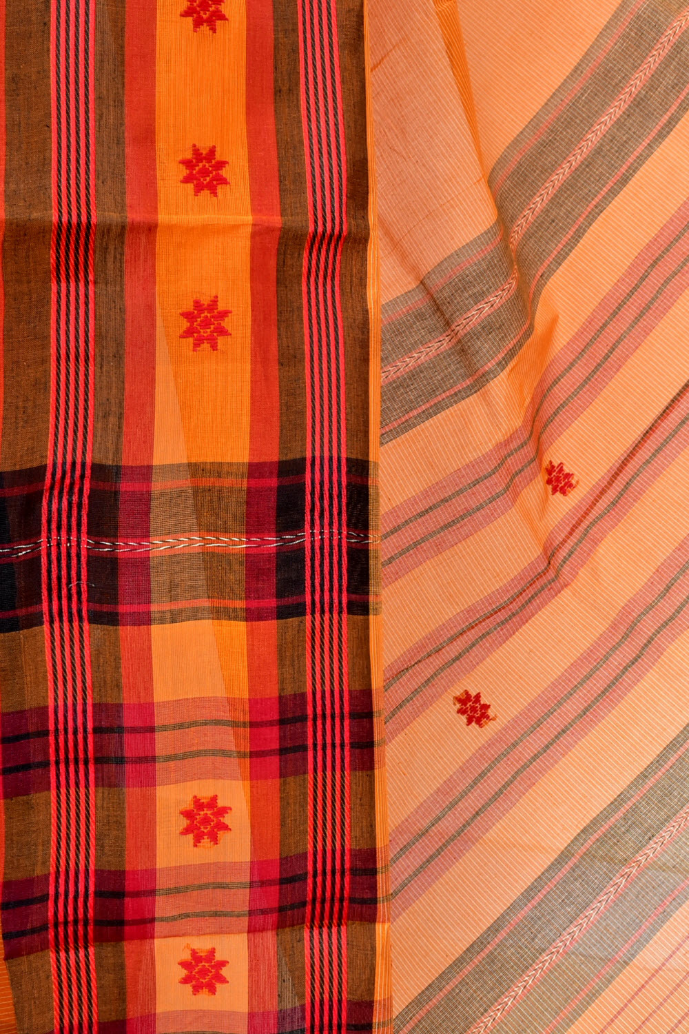 Orange Handloom Tant Cotton Saree